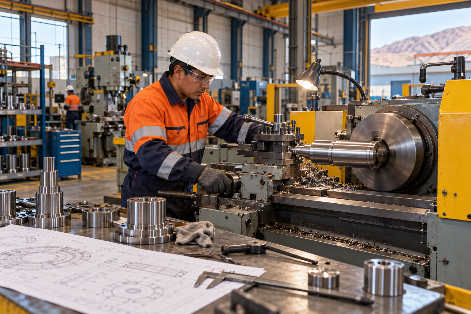Fabricación de piezas mecánicas de precisión en un taller industrial
